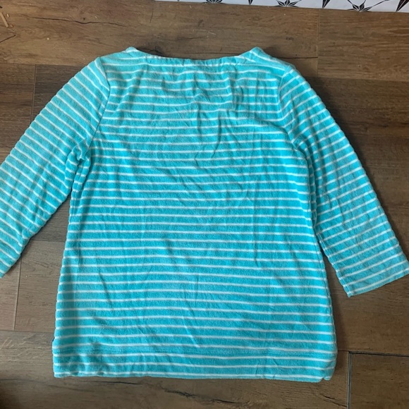 T by Talbots Aqua Striped Long Sleeve size L - Picture 7 of 7